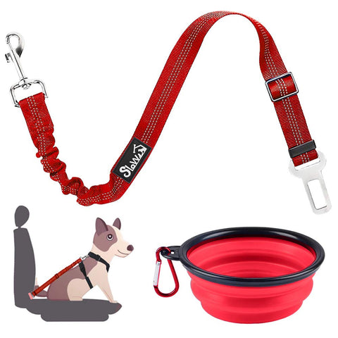 Pet Safety Seatbelt - Red Travel Set