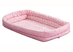 Double Bolster Plush Pet Bed for Metal Dog Crates - Pink
