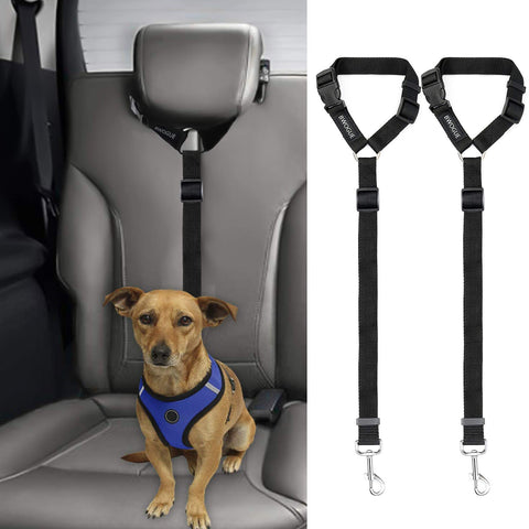 Dog Cat Safety Seat Belt Strap - 2 pack Black