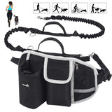 Hands Free Dog Leashes with Multi Pouches - Black