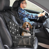 Dog Booster Car Seat  - Black and White Paw Print