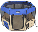 Pet Playpen for Dogs and Cats - Blue+Beige