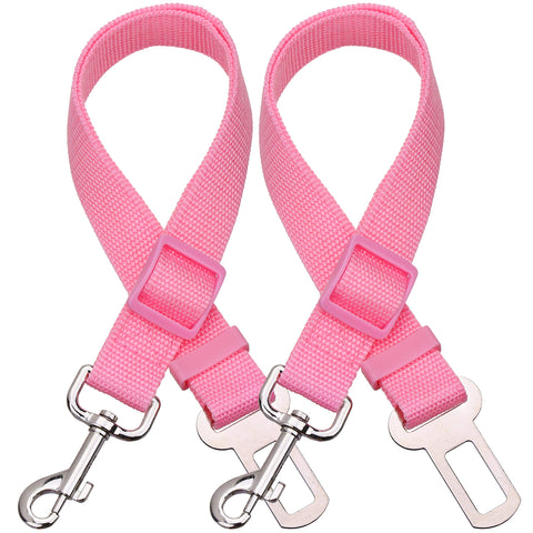 2 Packs Adjustable Length Pet Dog Cat car seat Belt - Pink