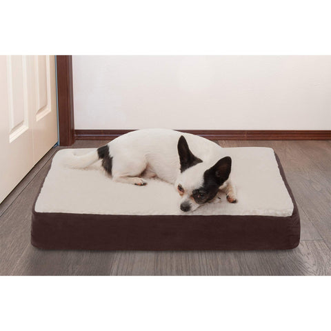 Memory Foam Dog Bed Sherpa & Suede Mattress w/ Removable Washable Cover - Small