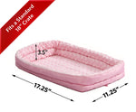 Double Bolster Plush Pet Bed for Metal Dog Crates - Pink